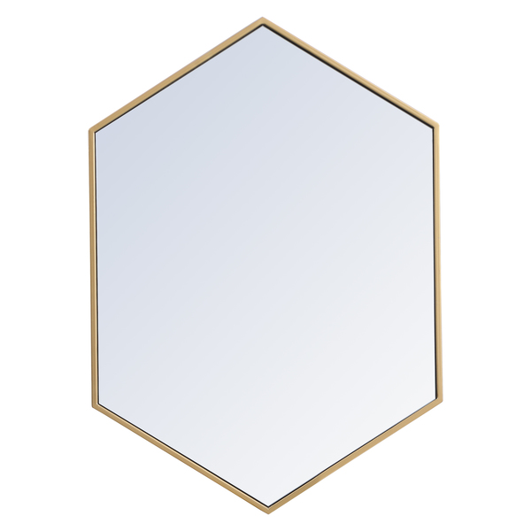 Elegant Decor Metal Frame Hexagon Mirror 24 Inch In Brass MR4424BR